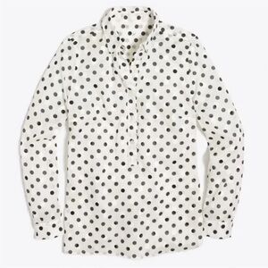 J.Crew Factory Women’s White Black Polka Dot Popover Shirt Size Small